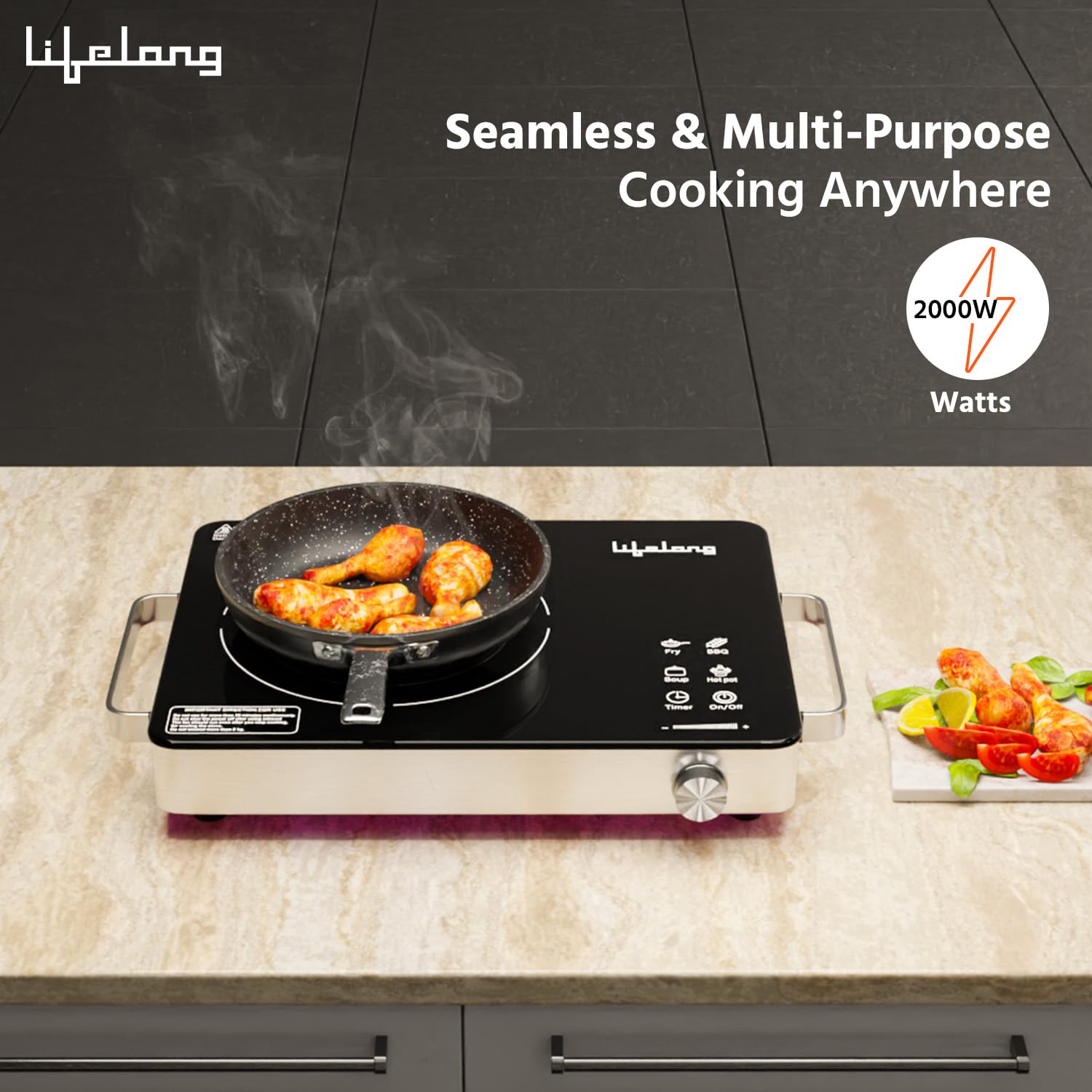 Lifelong 2000 Watt Infrared Induction Stove with Digital Display